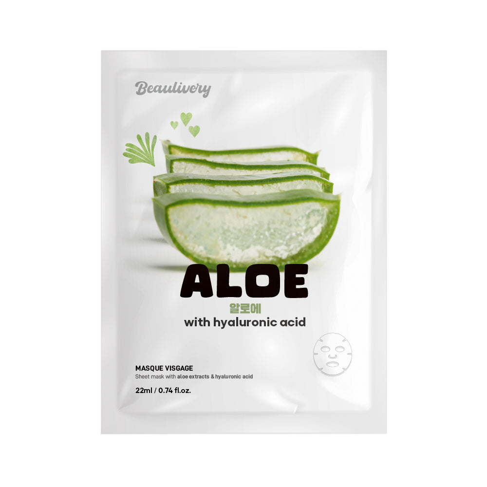 BEAULIVERY Aloe with Hyaluronic Acid Sheet Mask Pack